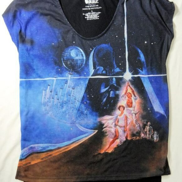 Star Wars Graphical Rock & Republic Cap Sleeves Small - Picture 1 of 4